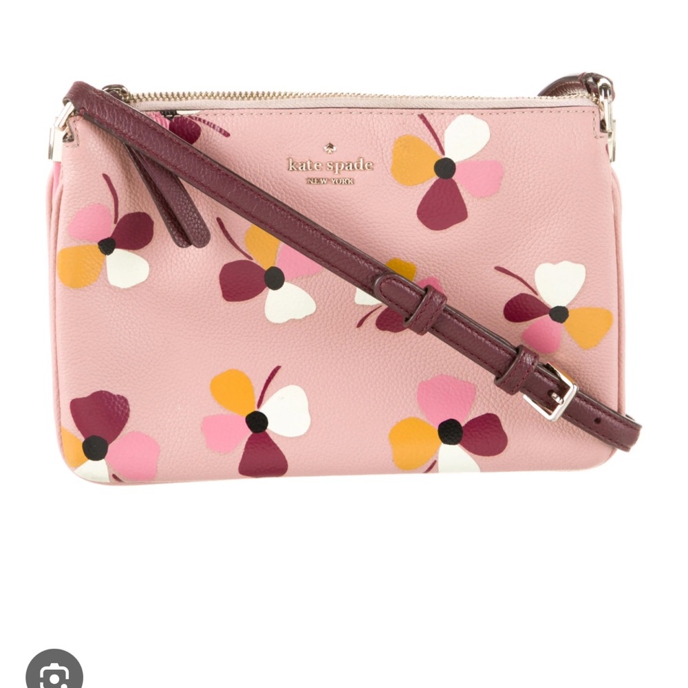Kate spade floral cross body purse with brown strap
